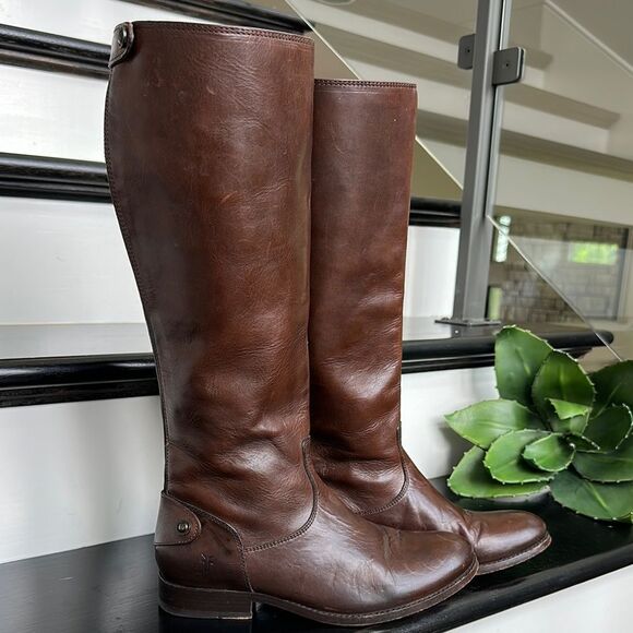 Frye Melissa Button Back Zip Riding Boots Genuine Leather - Picture 1 of 14